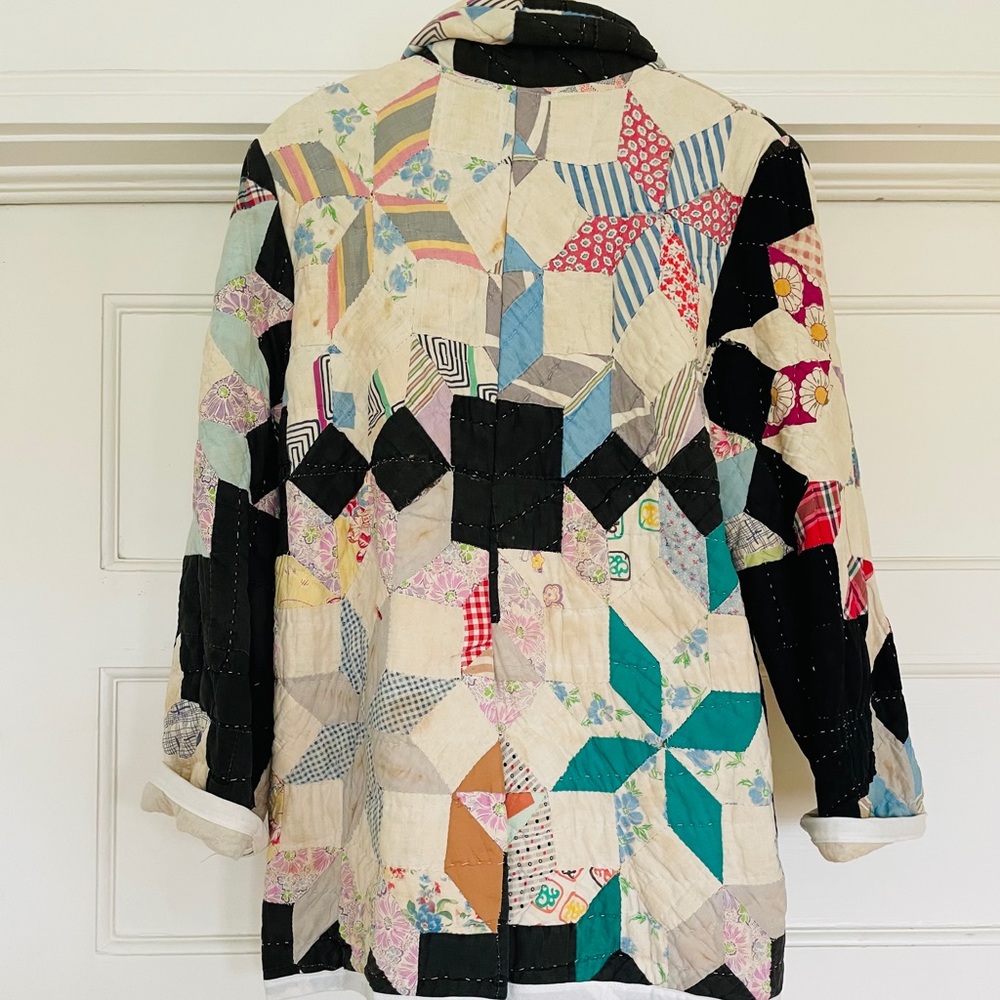 Handmade Vintage Quilt "Chore Coat" by Carleen, size L - Picture 3 of 8